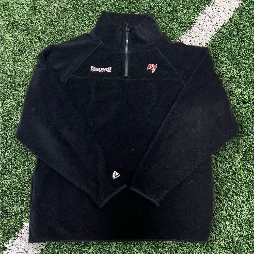 Tampa Bay Buccaneers Jacket Adults Large NFL Fleece Black Majestic Tag